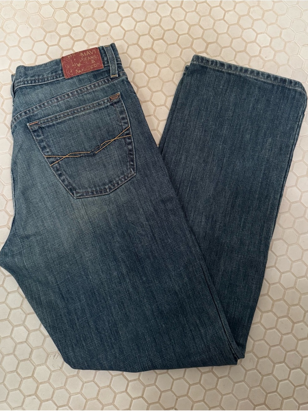 Mavi “Matt” Men's Low Rise Bootcut Jeans - Dark Blue Denim